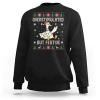 Funny Silly Goose Christmas Sweatshirt Overstimulated But Festive - Wonder Print Shop