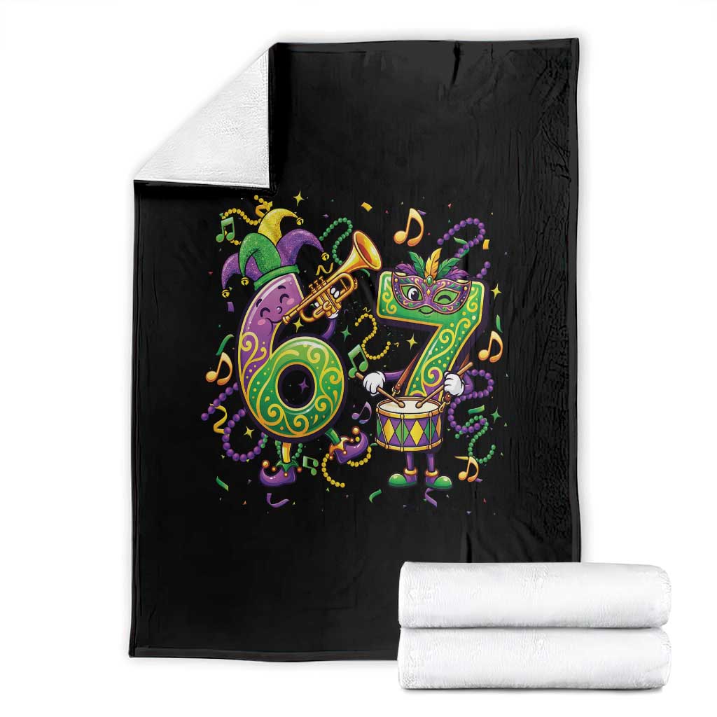 67 Mardi Gras Meme Throw Blanket Funny Six Seven Carnival Party