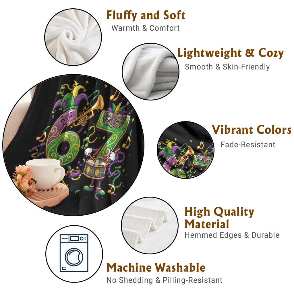 67 Mardi Gras Meme Throw Blanket Funny Six Seven Carnival Party