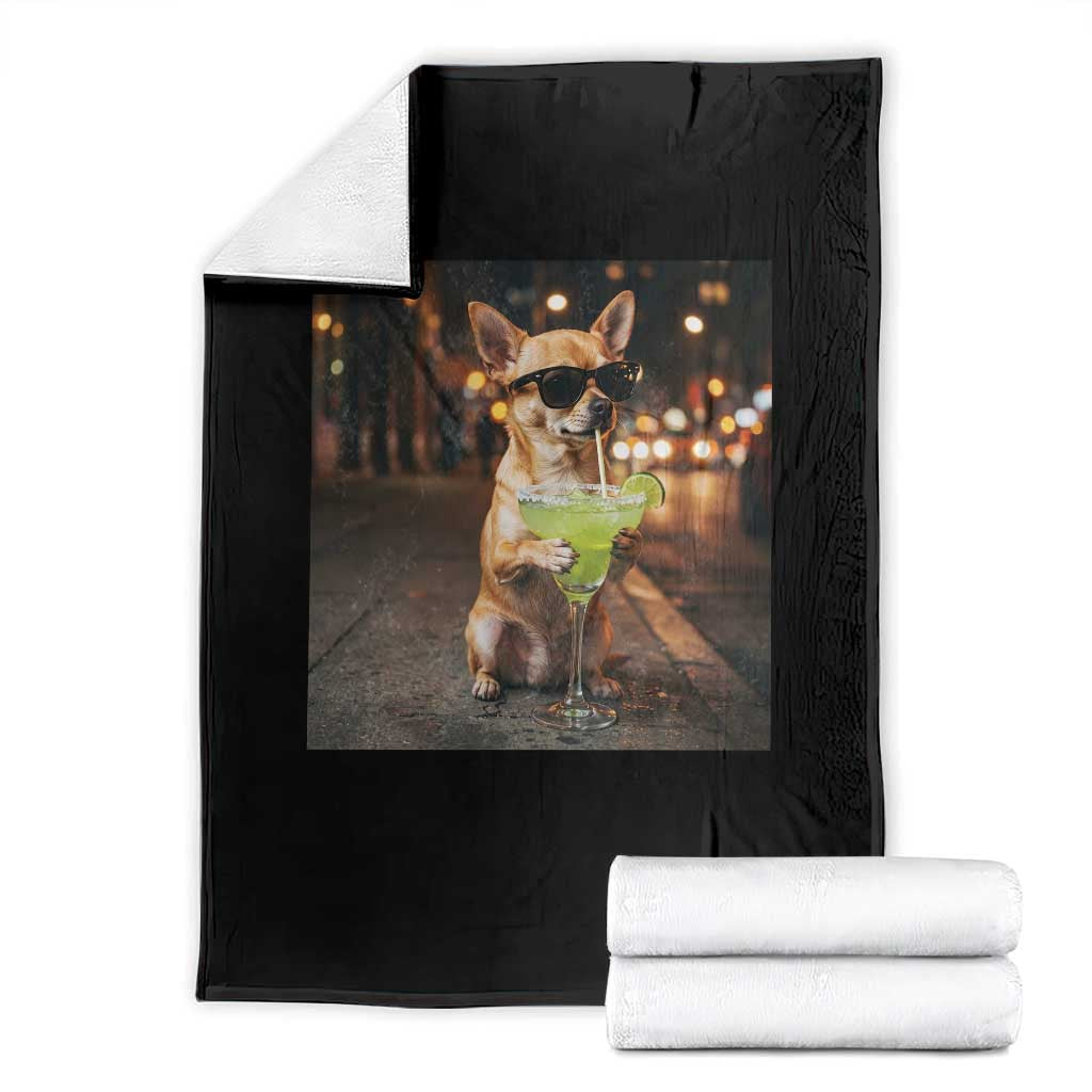 Cinco de Mayo Margarita Throw Blanket Funny Chihuahua Drinking Cocktail Mexican Fiesta Gift