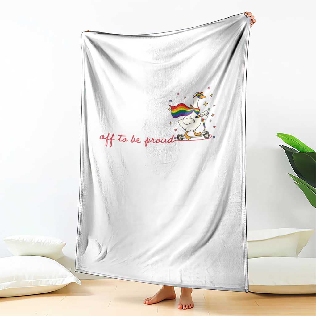Silly Goose LGBTQ Pride Throw Blanket Off To Be Proud