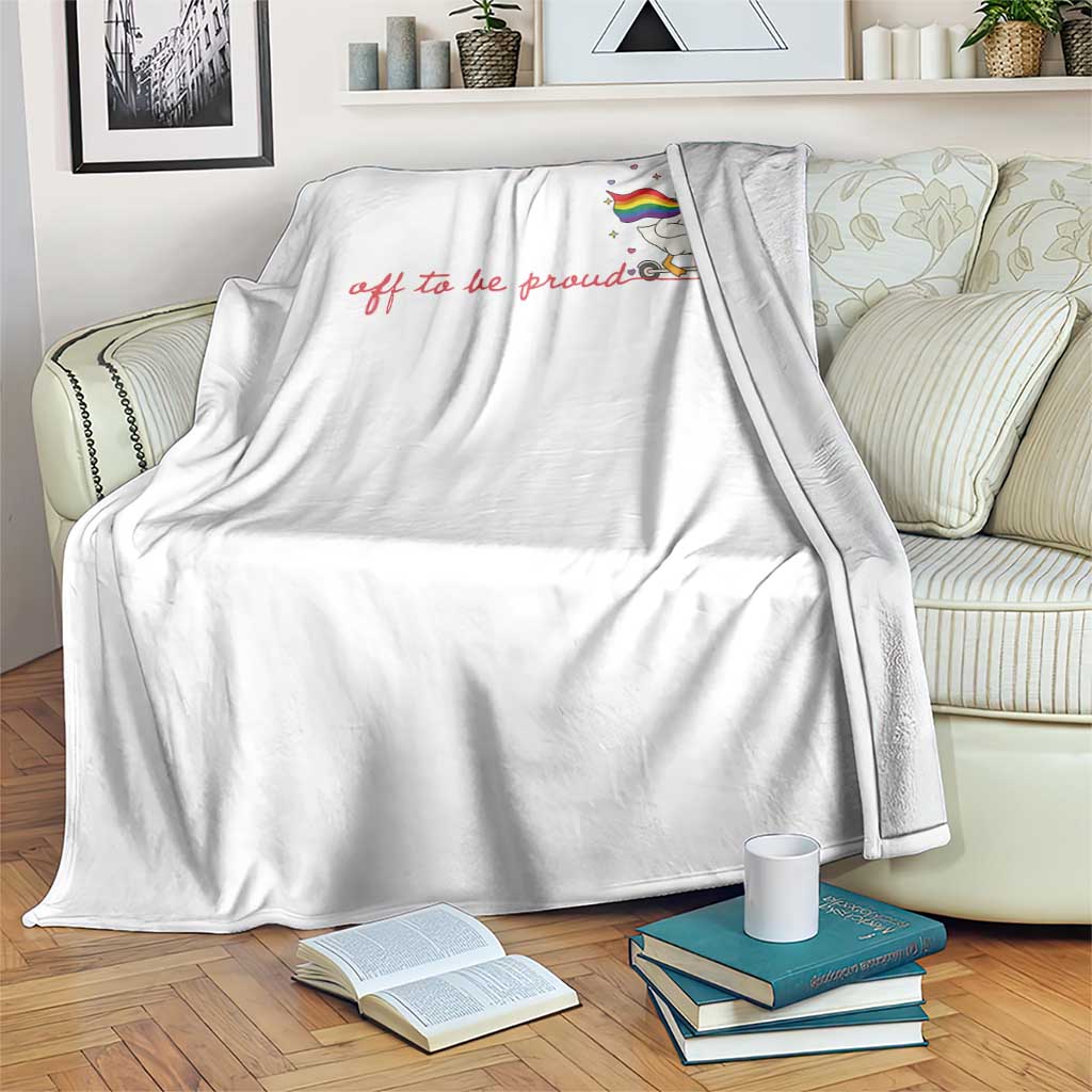 Silly Goose LGBTQ Pride Throw Blanket Off To Be Proud