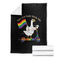 You Are Safe With Me Throw Blanket LGBTQ Pride Goose Rainbow