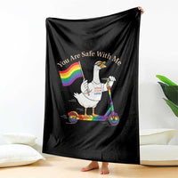 You Are Safe With Me Throw Blanket LGBTQ Pride Goose Rainbow