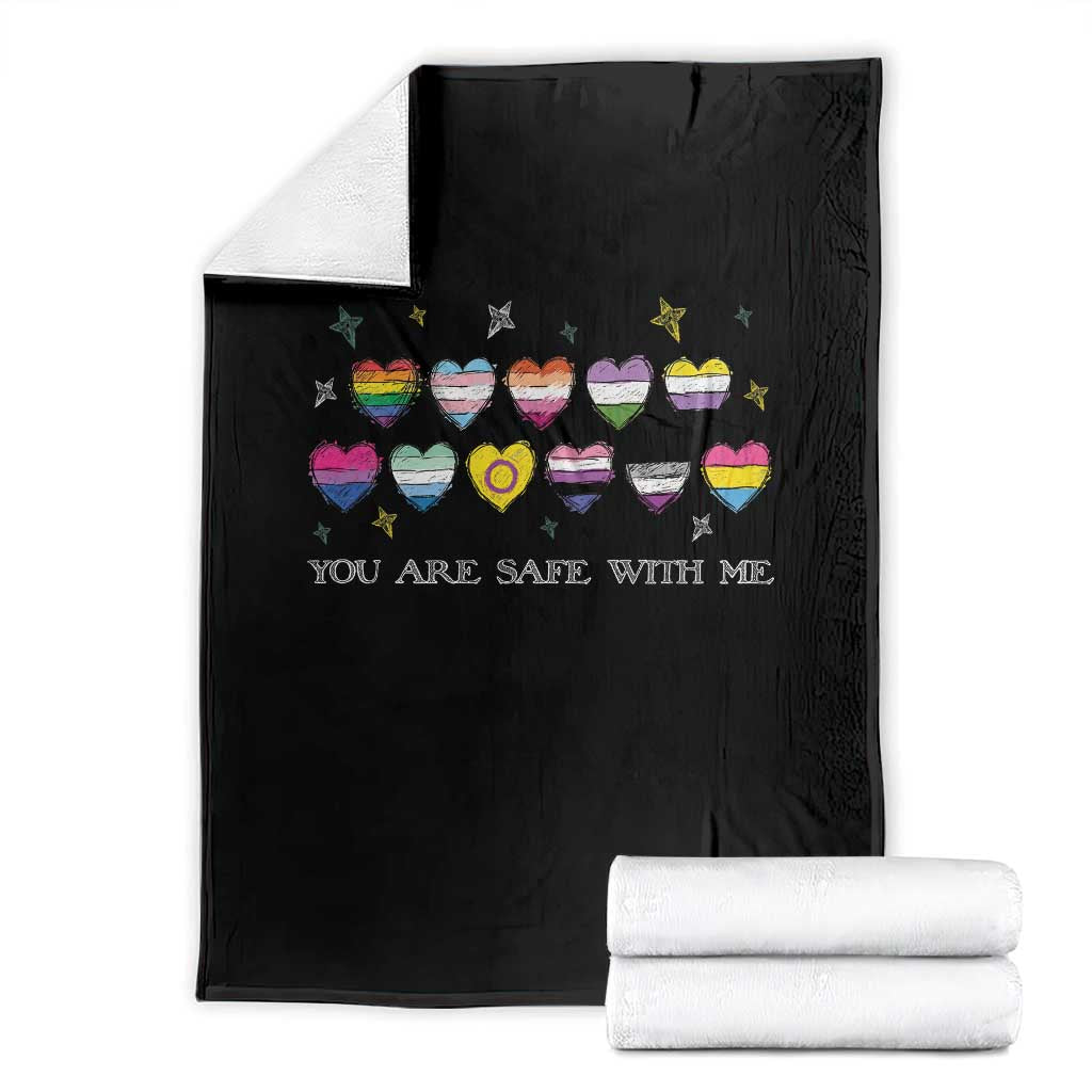 You Are Safe With Me Throw Blanket LGBTQ Support Rainbow Flags Ally