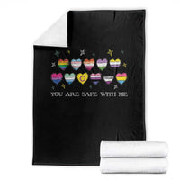 You Are Safe With Me Throw Blanket LGBTQ Support Rainbow Flags Ally