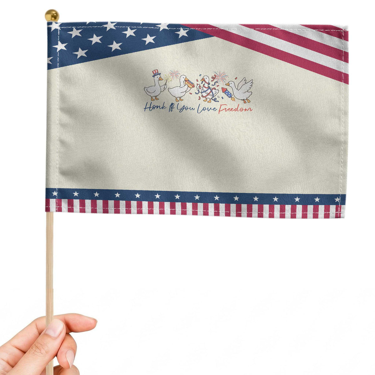 Silly Goose 4th of July Patriotic Handheld Flag Honk If You Love Freedom
