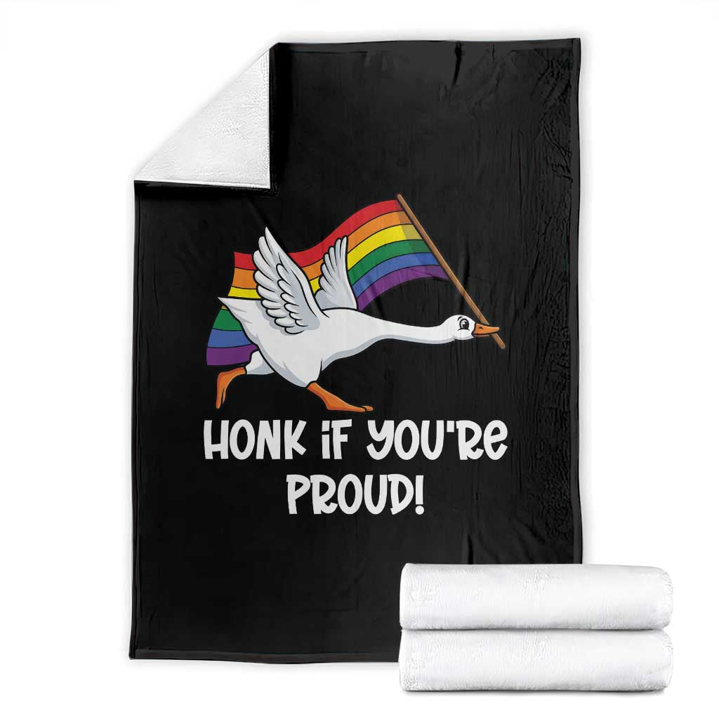 Silly Goose LGBTQ Rainbow Throw Blanket Honk If You're Proud