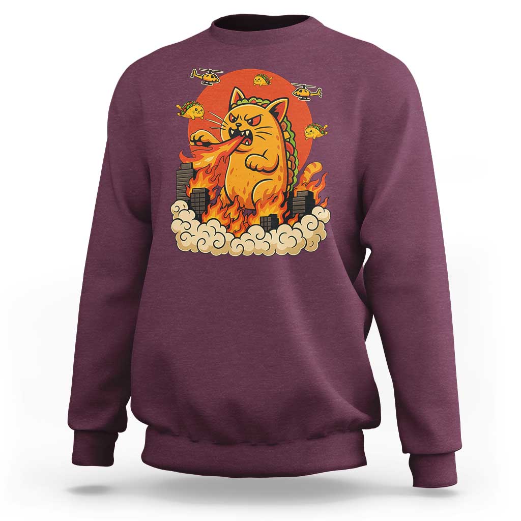 Tacocat Monster Sweatshirt Funny Cats Taco Lovers - Wonder Print Shop