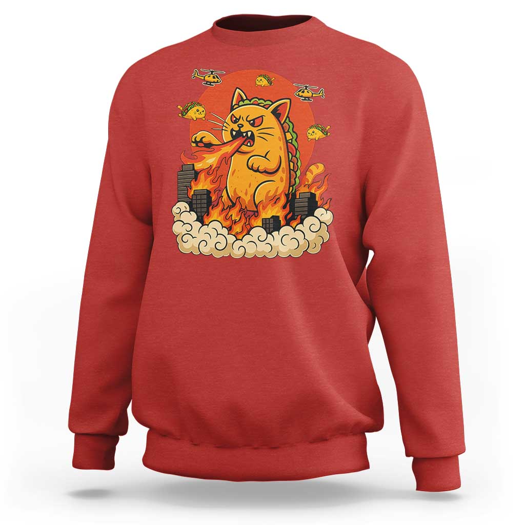 Tacocat Monster Sweatshirt Funny Cats Taco Lovers - Wonder Print Shop
