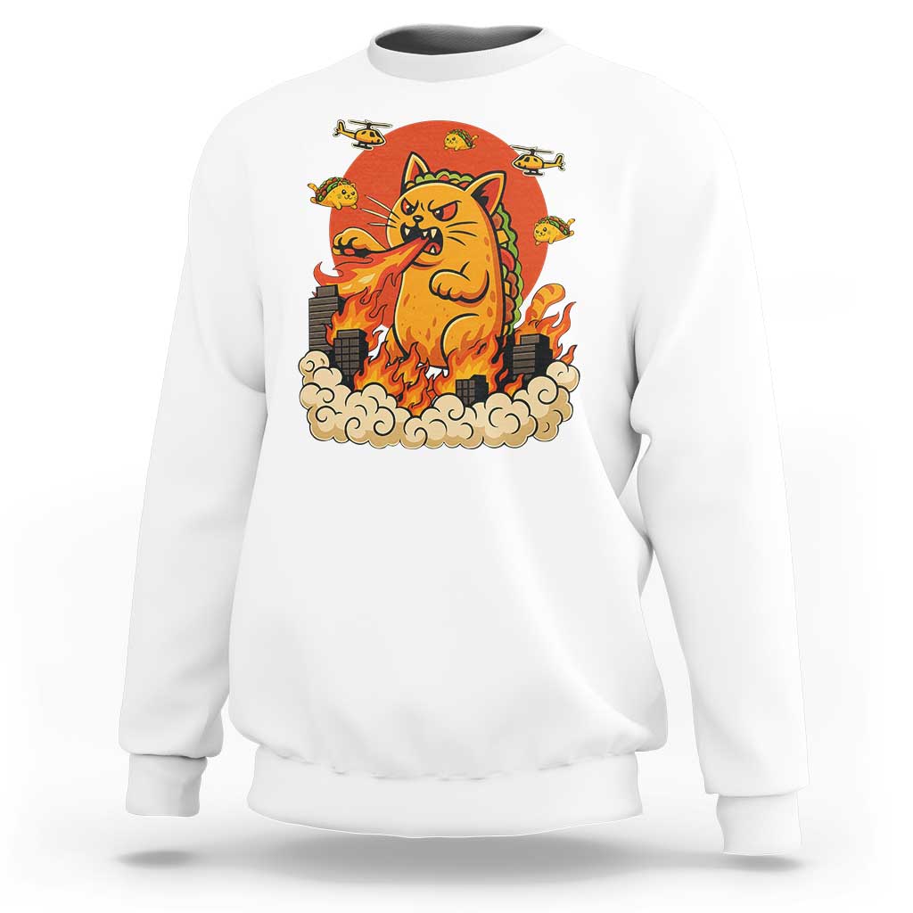 Tacocat Monster Sweatshirt Funny Cats Taco Lovers - Wonder Print Shop