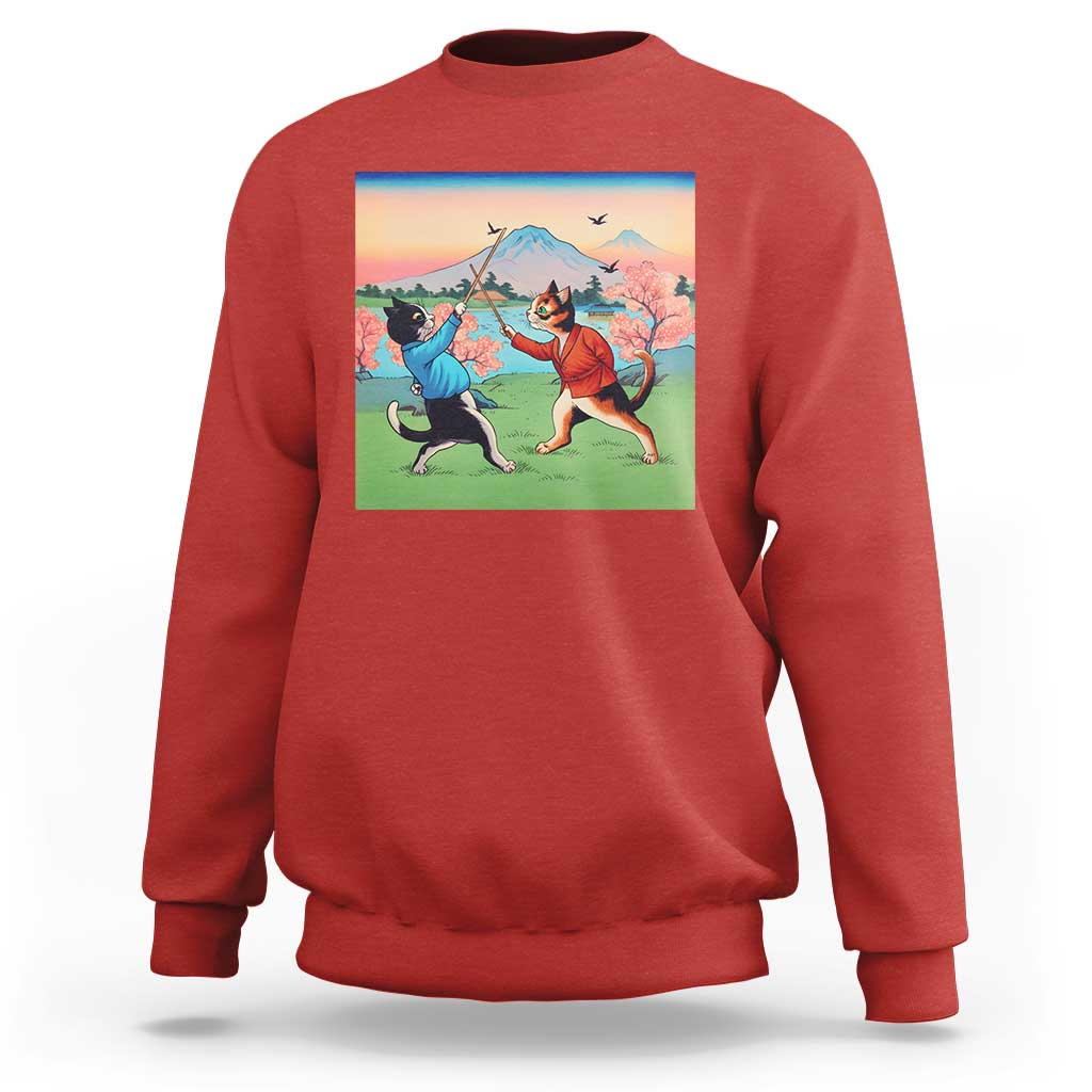 Funny Kendo Cat Sweatshirt Samurai Martial Arts - Wonder Print Shop