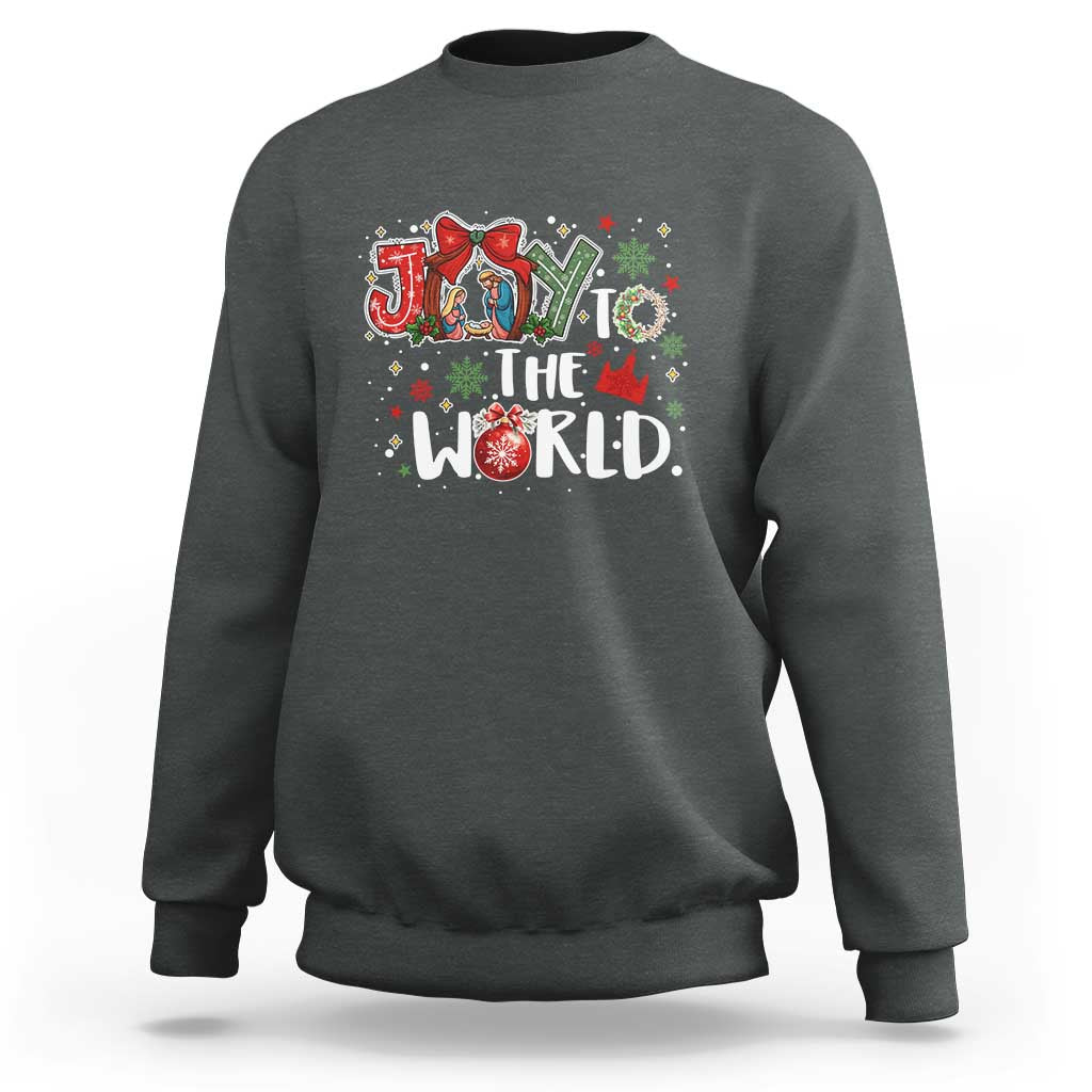 Nativity Scene Christmas Sweatshirt Joy To The World - Wonder Print Shop