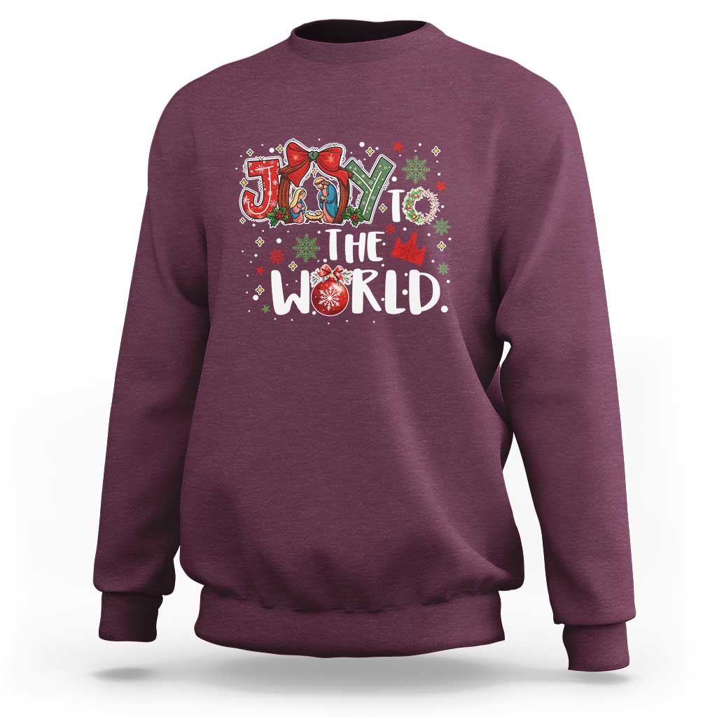 Nativity Scene Christmas Sweatshirt Joy To The World - Wonder Print Shop