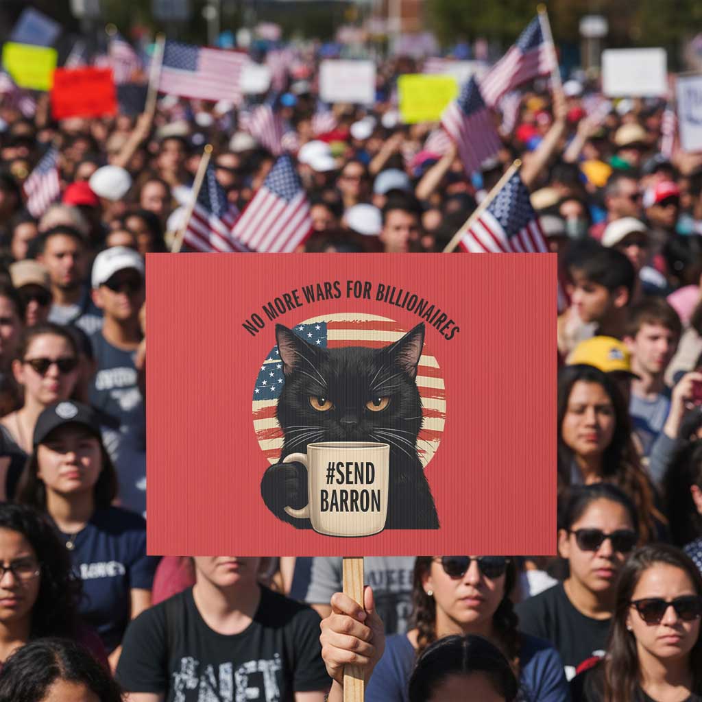 Send Barron Meme Protest Sign Funny Cat Sarcastic Political