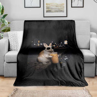 Funny Bunny Drinking Iced Coffee Throw Blanket Animal Meme Viral Internet
