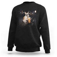 Funny Bunny Drinking Iced Coffee Sweatshirt Animal Meme Viral Internet