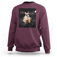 Funny Bunny Drinking Iced Coffee Sweatshirt Animal Meme Viral Internet