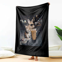 Funny Bunny Drinking Diet Coke Throw Blanket Vintage 90s Graphic Meme