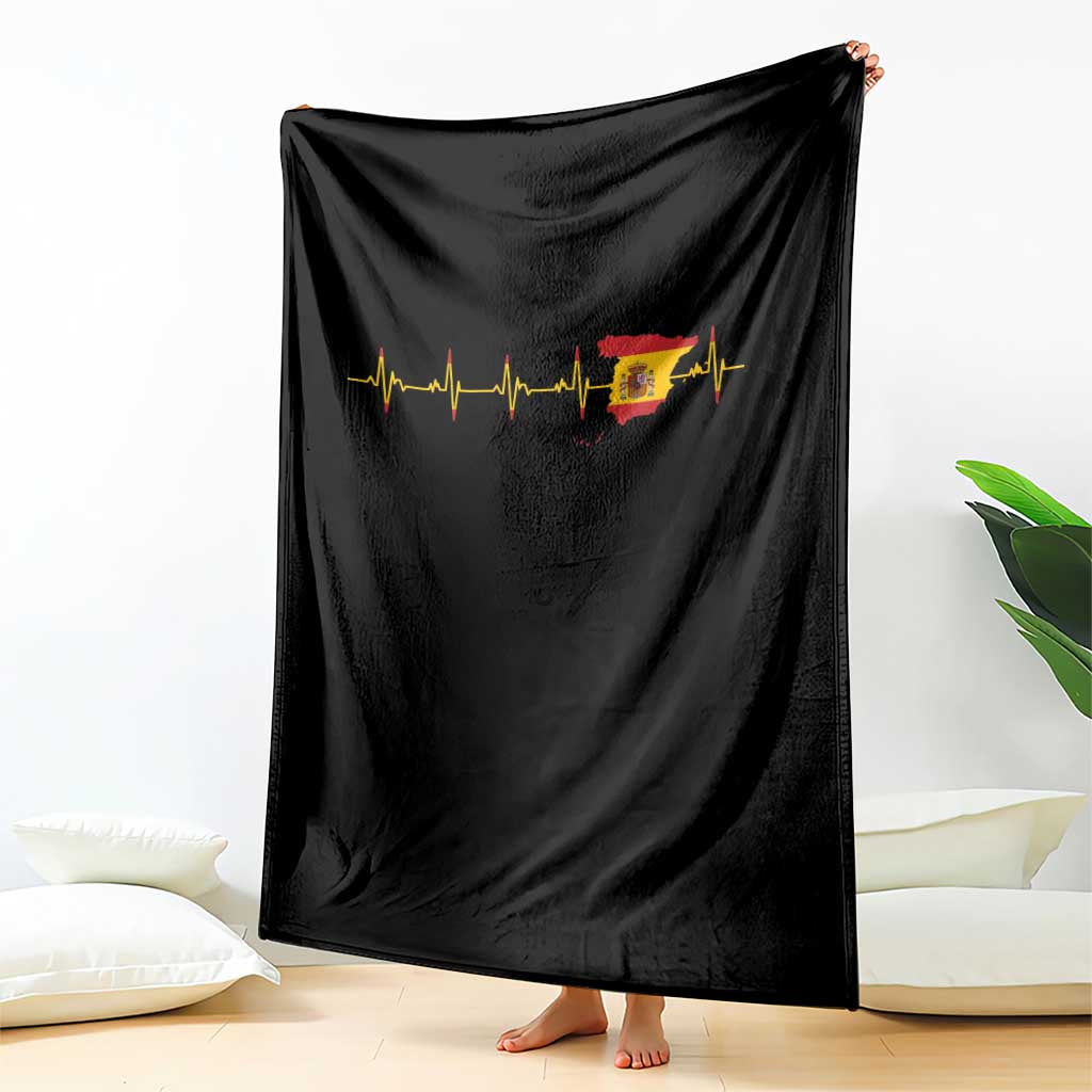 Spain Heartbeat EKG Espana Spanish Flag Map Throw Blanket