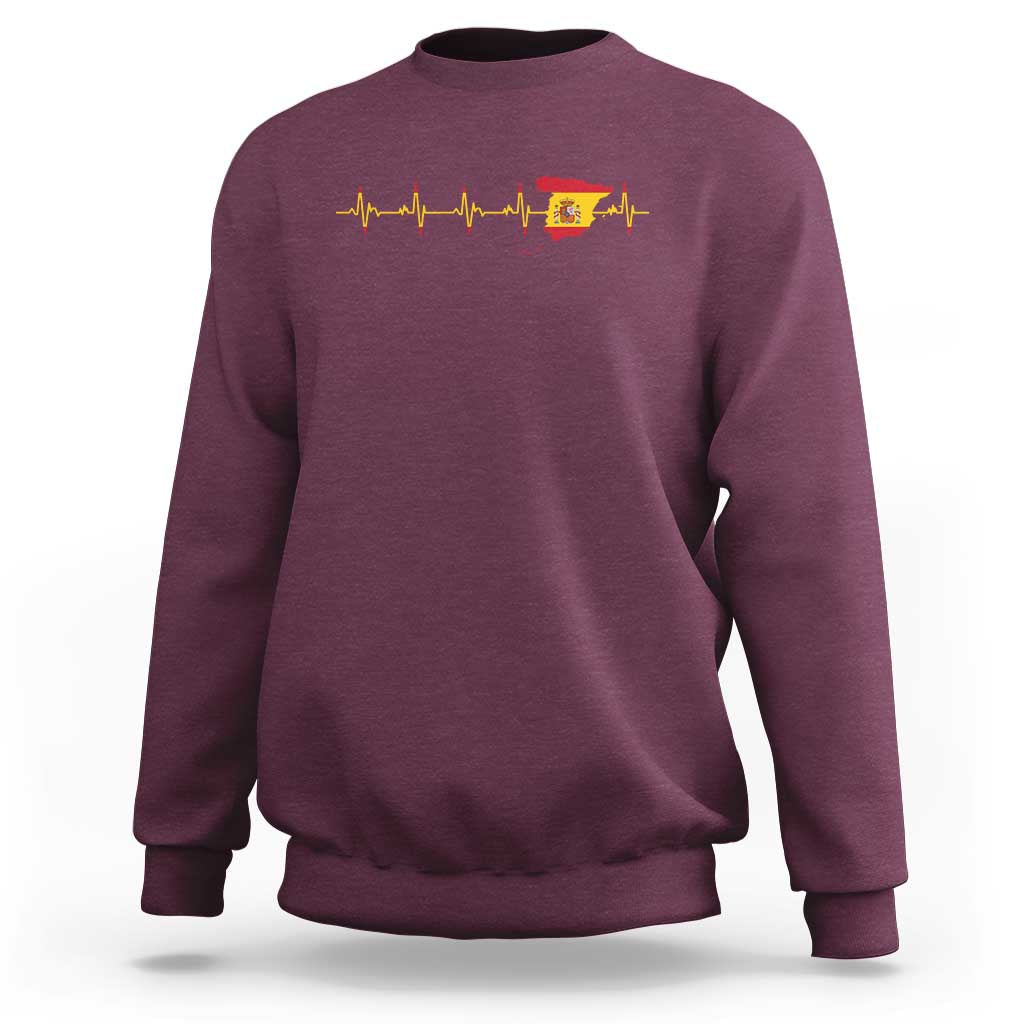Spain Heartbeat EKG Espana Spanish Flag Map Sweatshirt