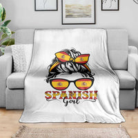 Espana Spain Messy Bun Girl Spanish Flag Throw Blanket
