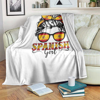 Espana Spain Messy Bun Girl Spanish Flag Throw Blanket