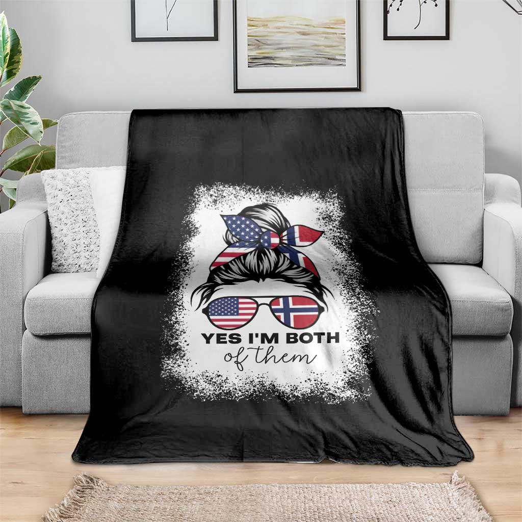 Yes I'm Both of Them Half Norwegian American Throw Blanket