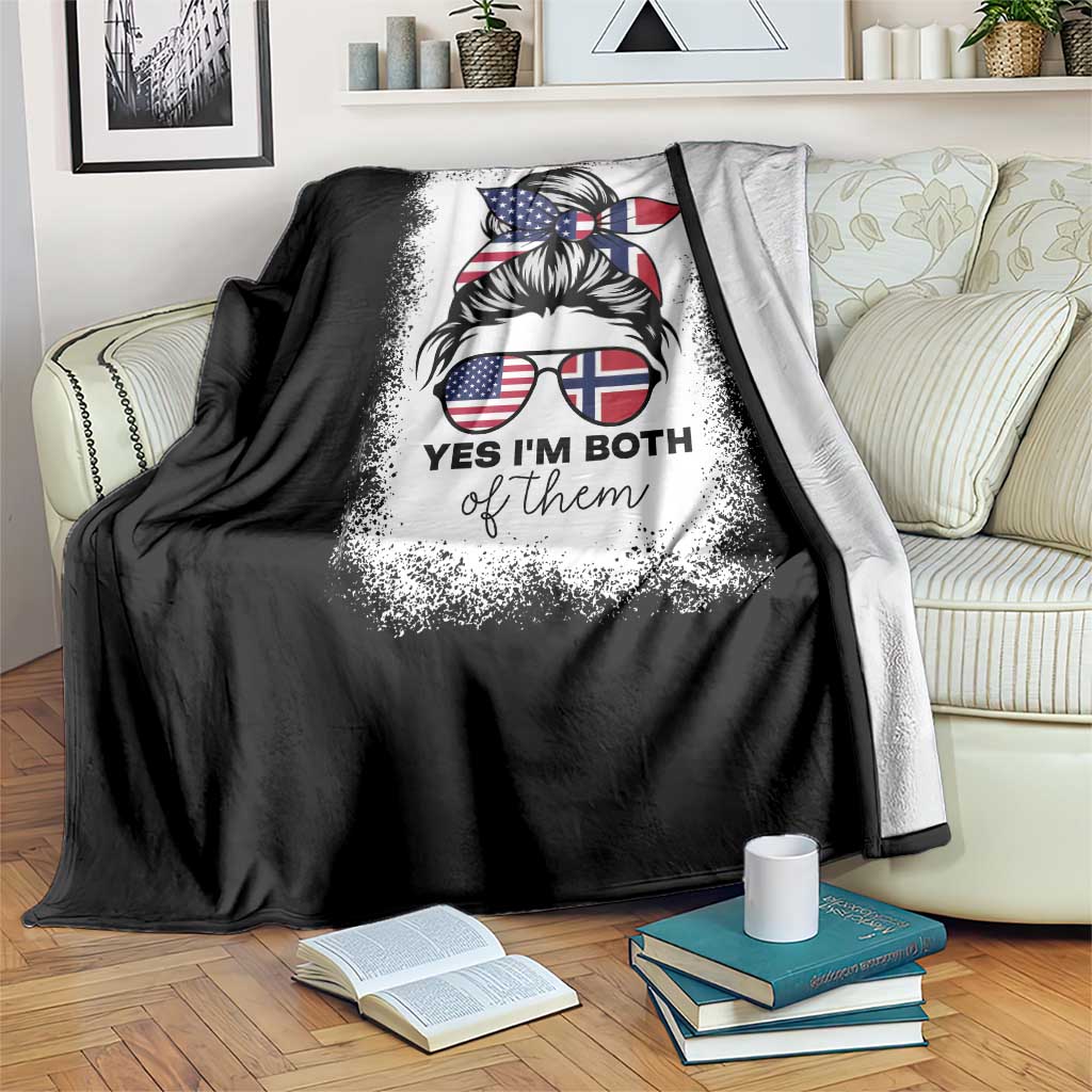 Yes I'm Both of Them Half Norwegian American Throw Blanket