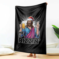 Jesus Christmas Throw Blanket Funny Drinking Beer Xmas Holiday - Wonder Print Shop
