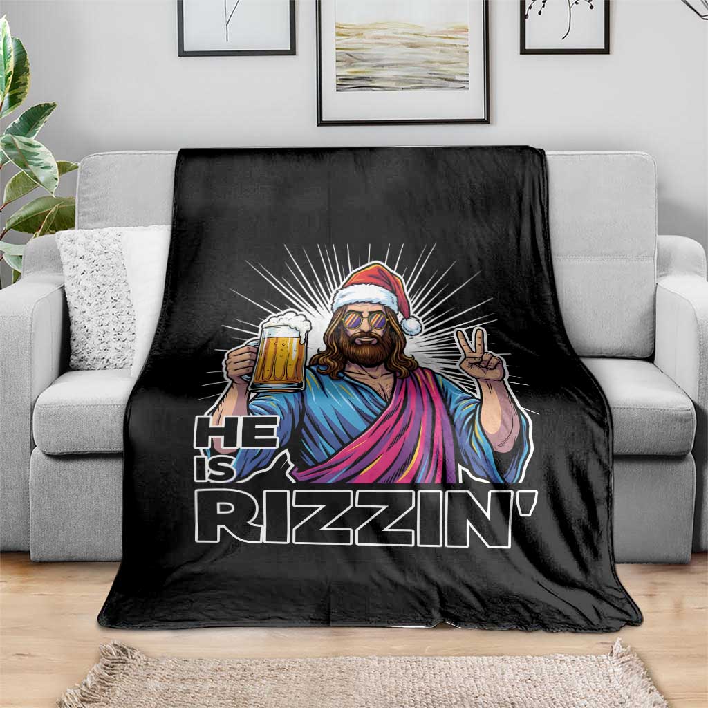Jesus Christmas Throw Blanket Funny Drinking Beer Xmas Holiday - Wonder Print Shop