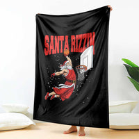 Santa Basketball Christmas Throw Blanket He Is Rizzin - Wonder Print Shop