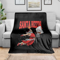 Santa Basketball Christmas Throw Blanket He Is Rizzin - Wonder Print Shop