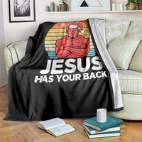 Funny Satan Christmas Throw Blanket Jesus Has Your Back - Wonder Print Shop