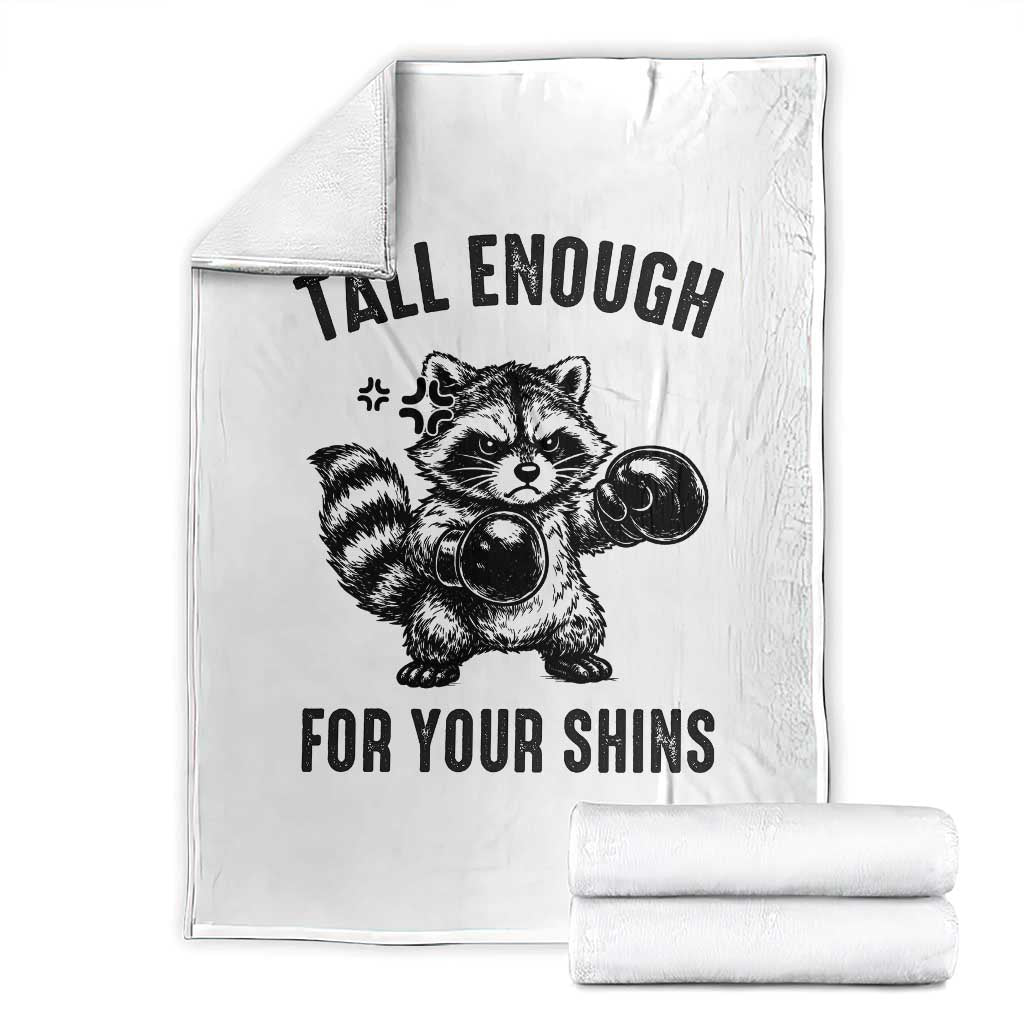 Tall Enough For Your Shins Throw Blanket Funny Raccoon Boxing Meme