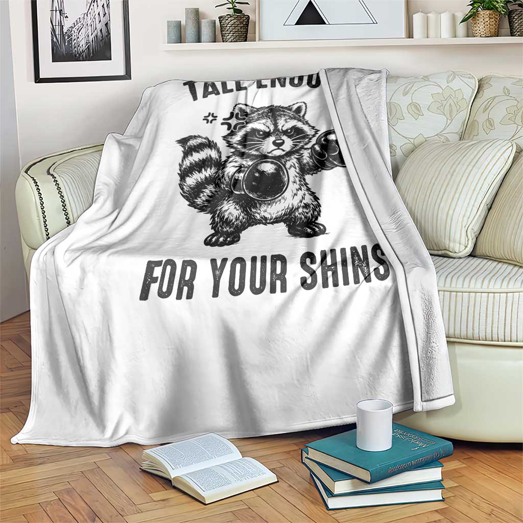 Tall Enough For Your Shins Throw Blanket Funny Raccoon Boxing Meme