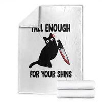 Tall Enough For Your Shins Throw Blanket Funny Cat Sarcastic Meme