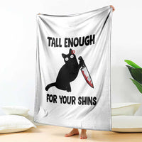 Tall Enough For Your Shins Throw Blanket Funny Cat Sarcastic Meme
