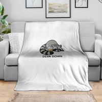 Diva Down Throw Blanket Funny Raccoon Relaxed