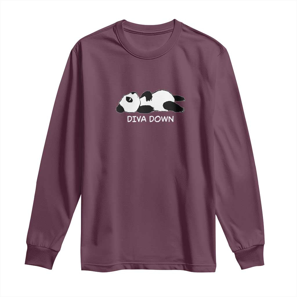 Diva Down Long Sleeve Shirt Funny Lazy Panda Meme