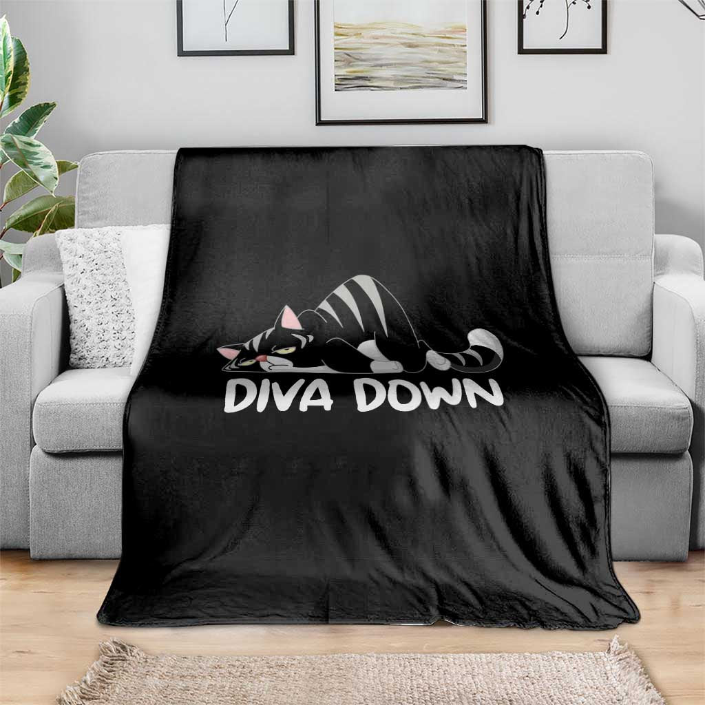 Diva Down Throw Blanket Funny Sarcastic Cat Meme