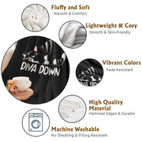 Diva Down Throw Blanket Funny Sarcastic Cat Meme