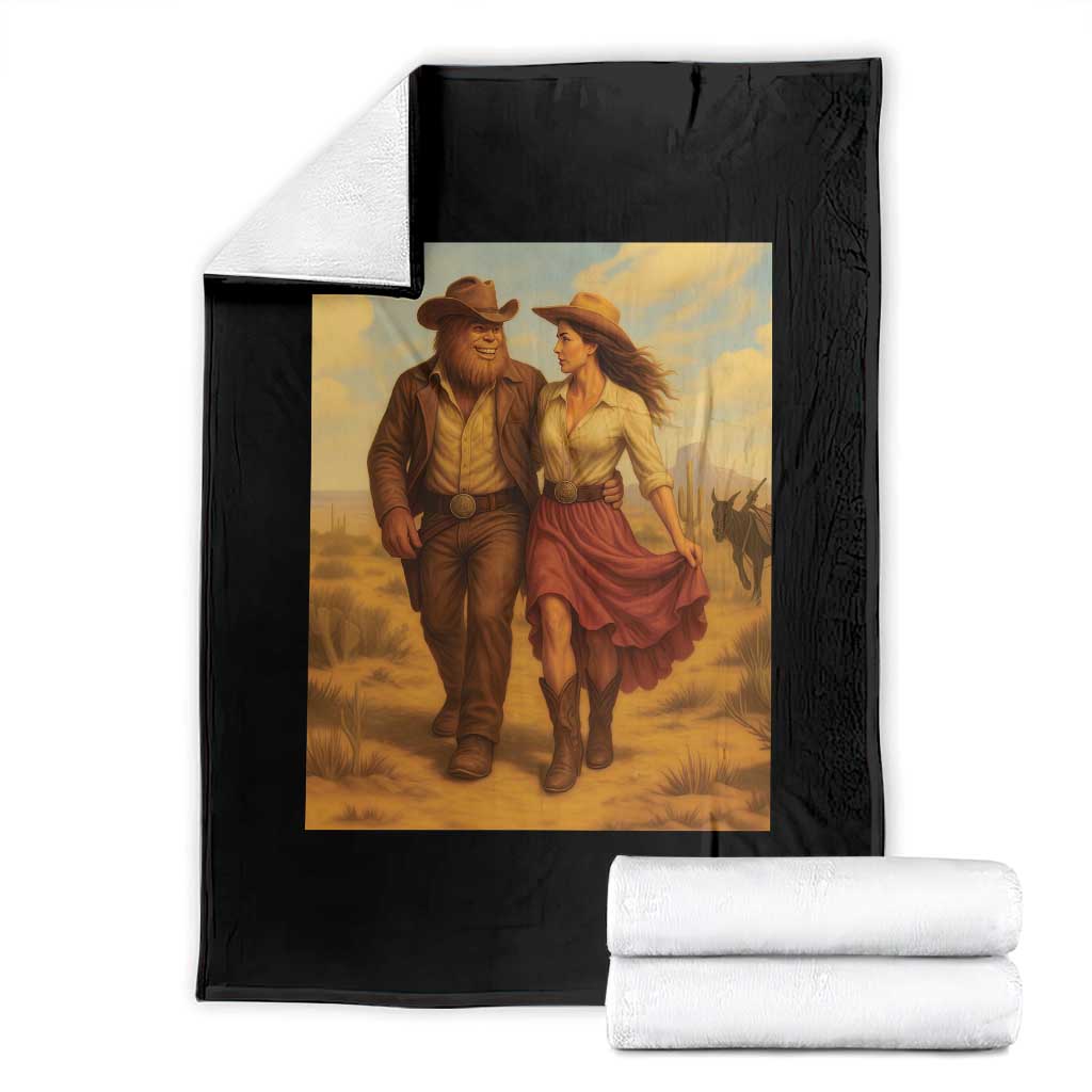 Cowboy Bigfoot Throw Blanket Funny Sasquatch Dancing Cowgirl Western Country - Wonder Print Shop