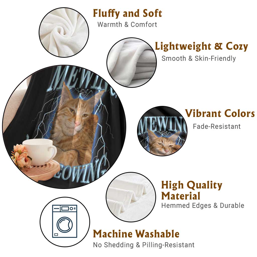Mewing Not Meowing Throw Blanket Funny Cat Meme - Wonder Print Shop