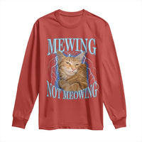Mewing Not Meowing Long Sleeve Shirt Funny Cat Meme - Wonder Print Shop