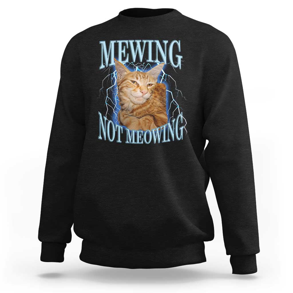 Mewing Not Meowing Sweatshirt Funny Cat Meme - Wonder Print Shop