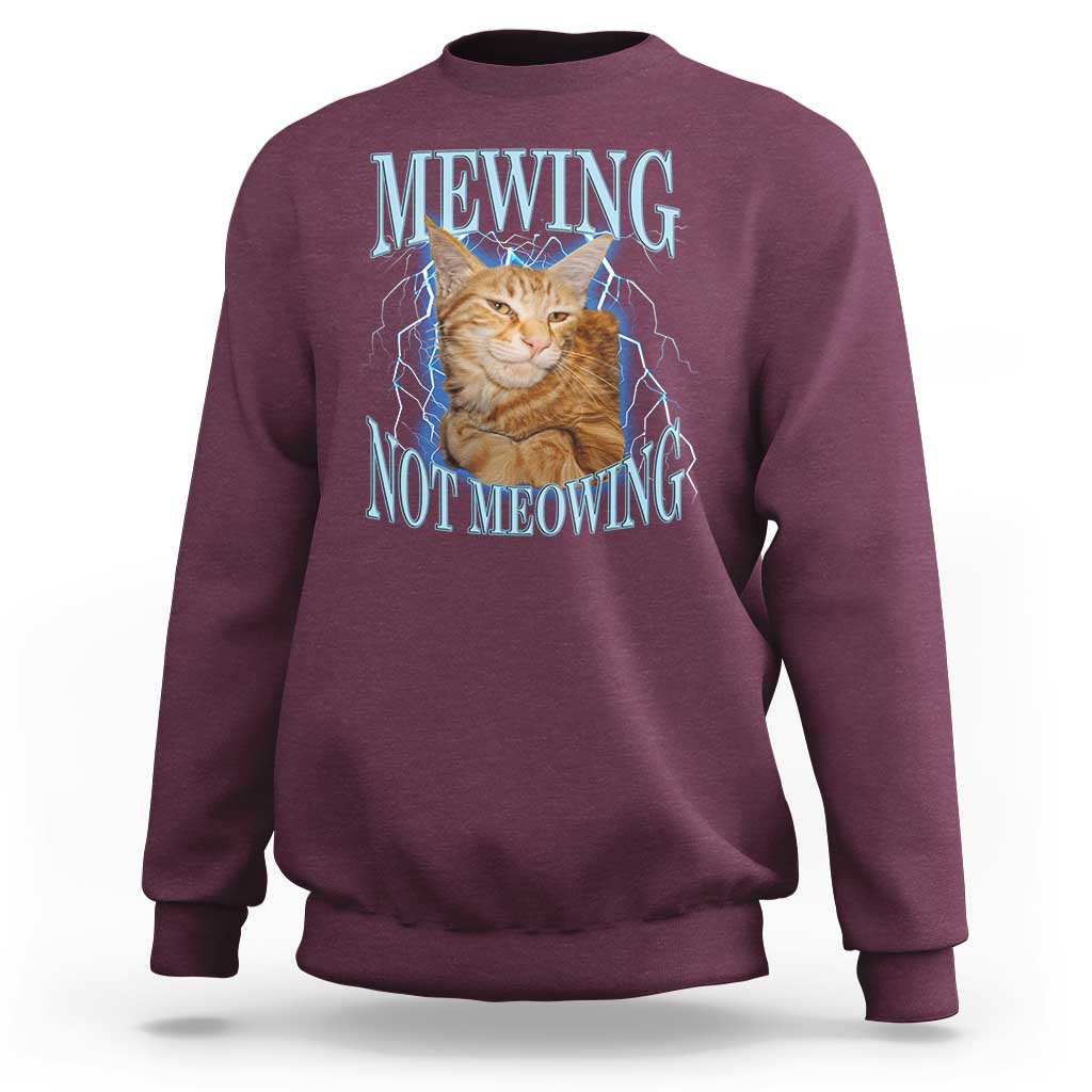 Mewing Not Meowing Sweatshirt Funny Cat Meme - Wonder Print Shop
