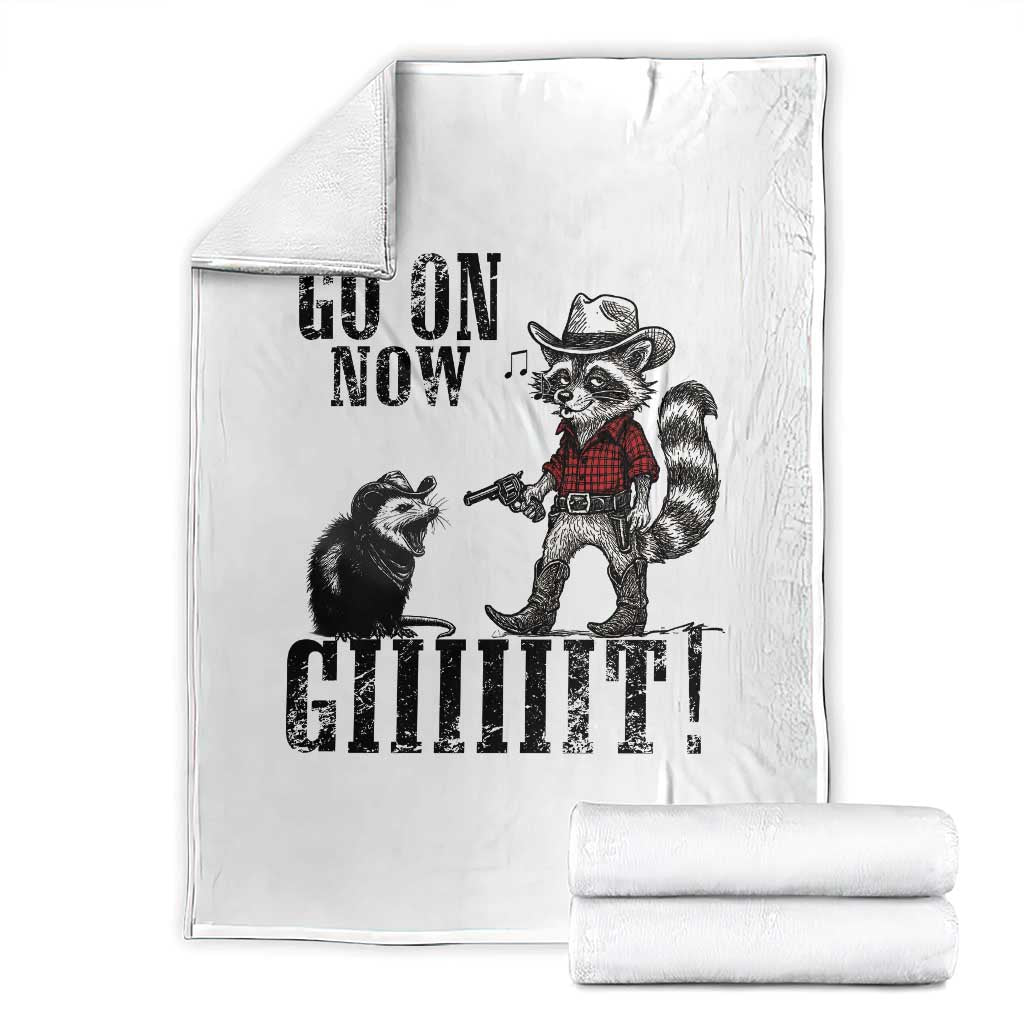Funny Cowboy Raccoon Opossum Throw Blanket Go On Now Git - Wonder Print Shop