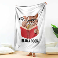 Funny Cat Reading Throw Blanket Book Lover - Wonder Print Shop