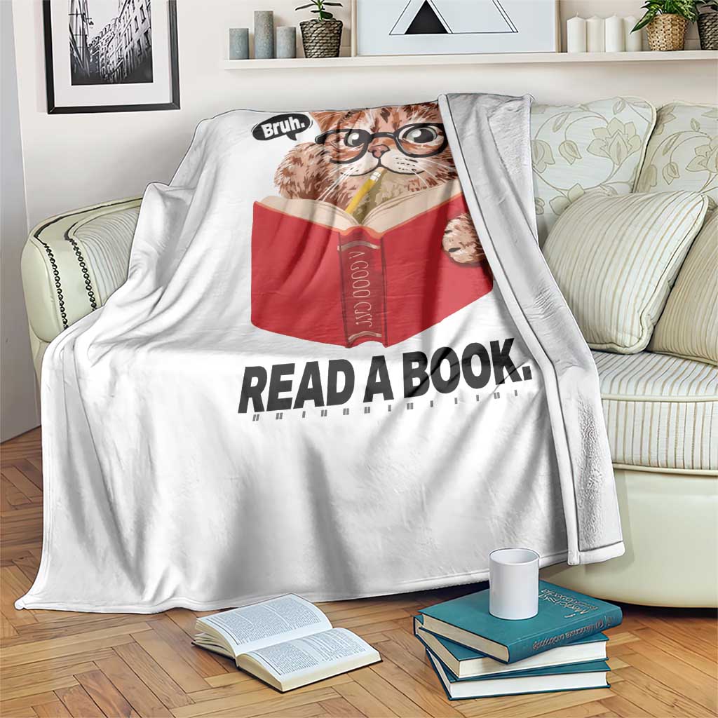 Funny Cat Reading Throw Blanket Book Lover - Wonder Print Shop